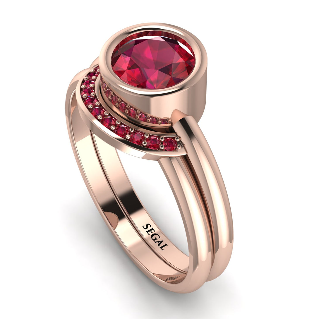 Bezel Ruby Bridal Set - Emerson No. 56